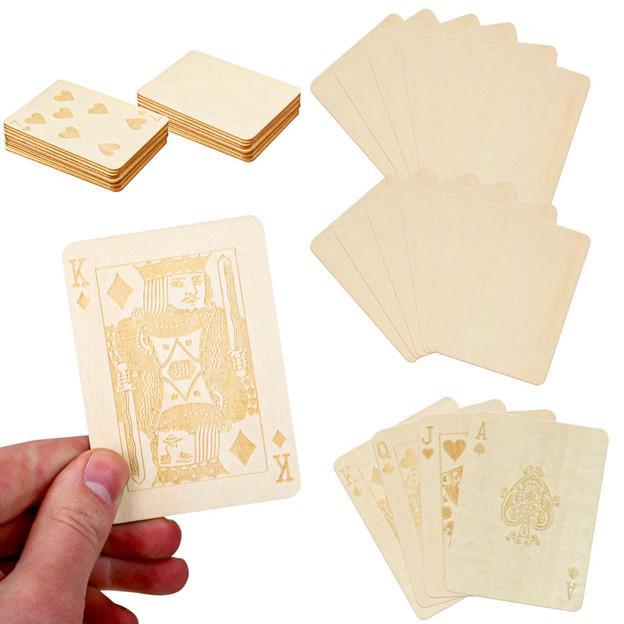 Laser Engraved Wood Deck of Playing Cards