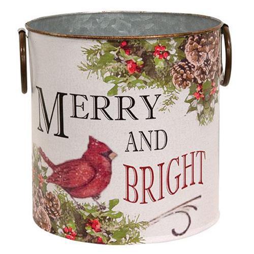 Merry And Bright Cardinal Bucket