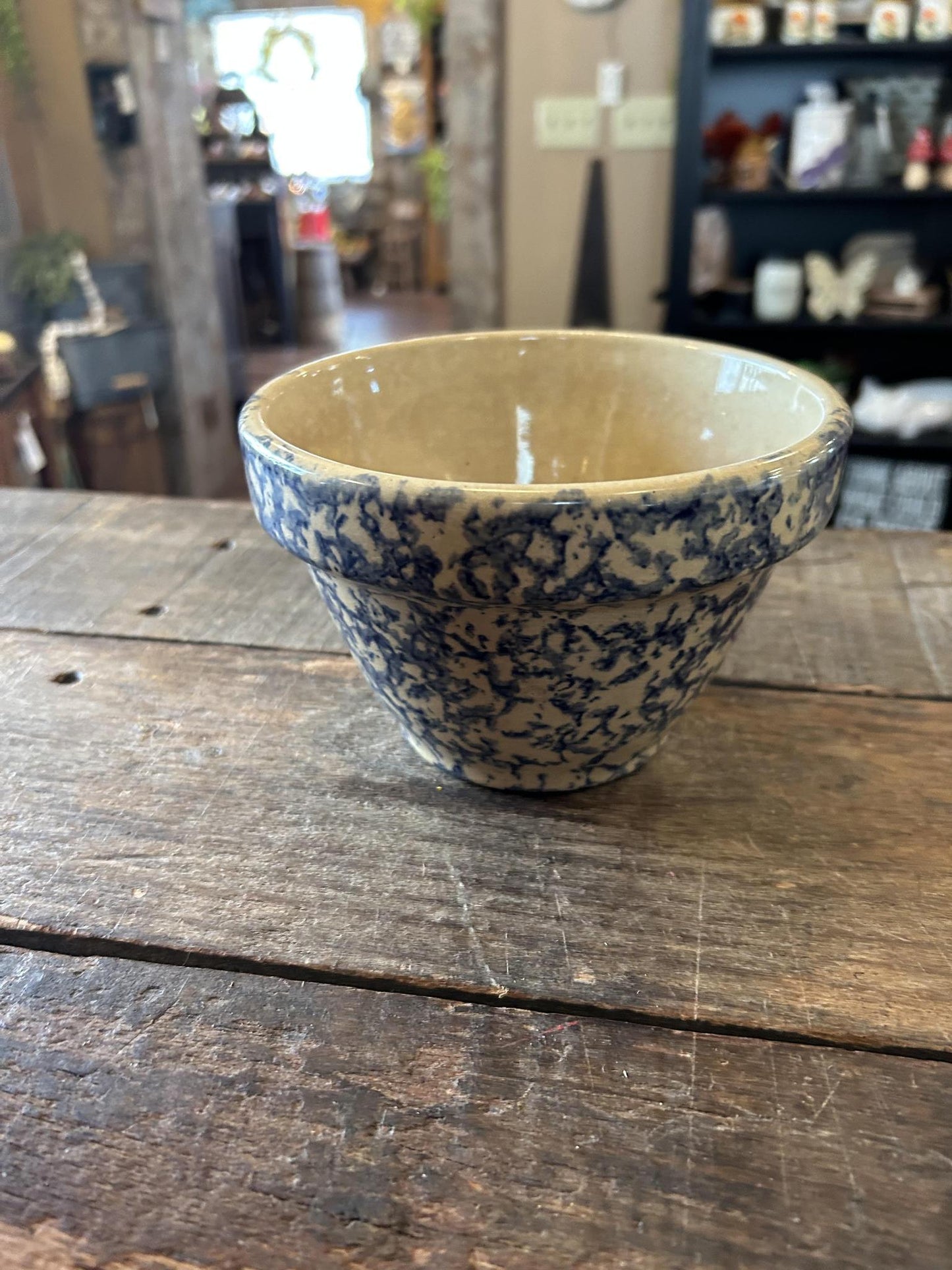 Ransbottom Pottery Company Blue Spongeware Mixing Bowl