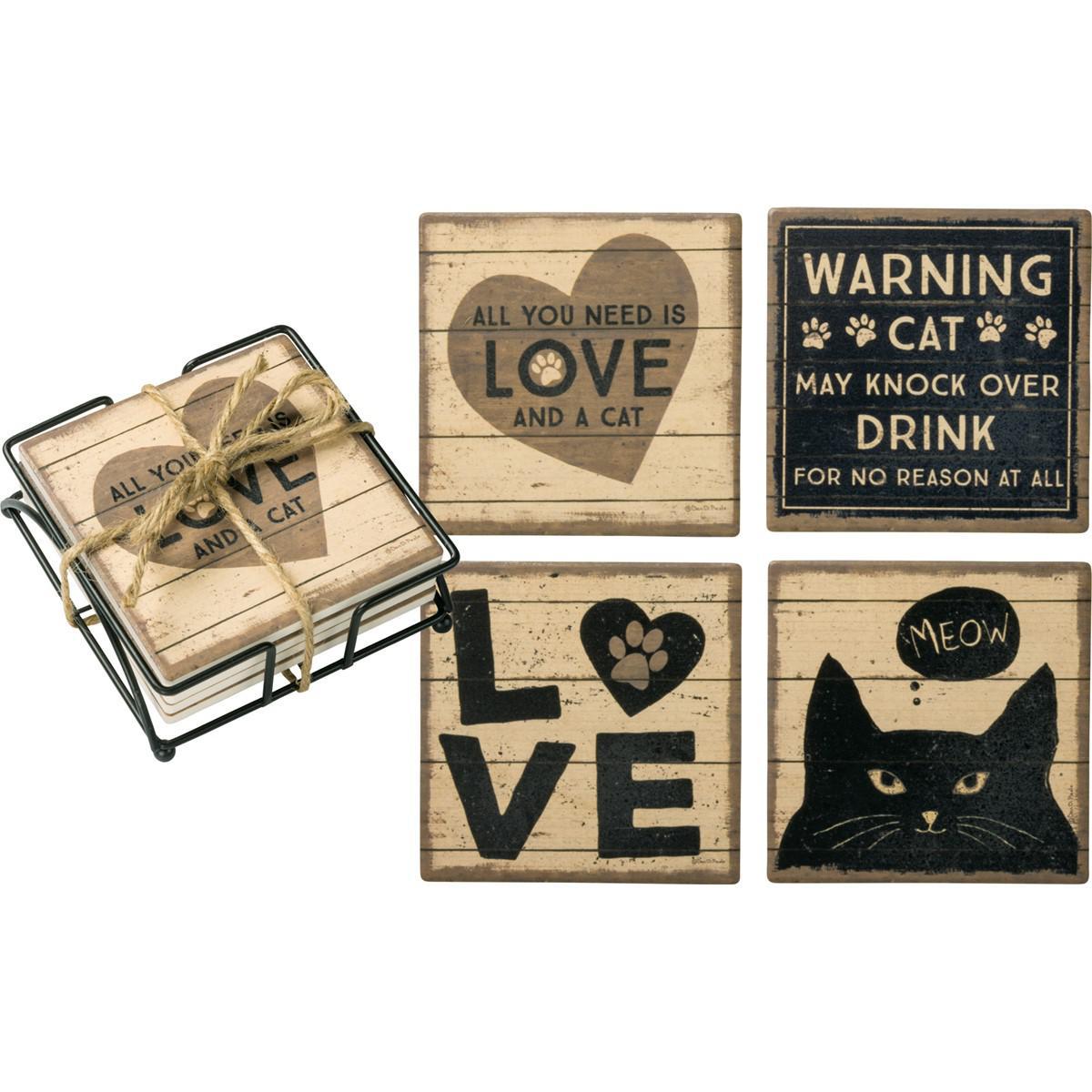 All You Need Is Love And A Cat Coasters