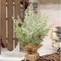 Frosted Woodland Cedar Tree With Burlap Base