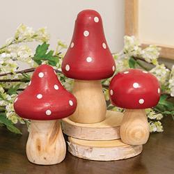 Red And White Spotted Mushrooms Set Of 3