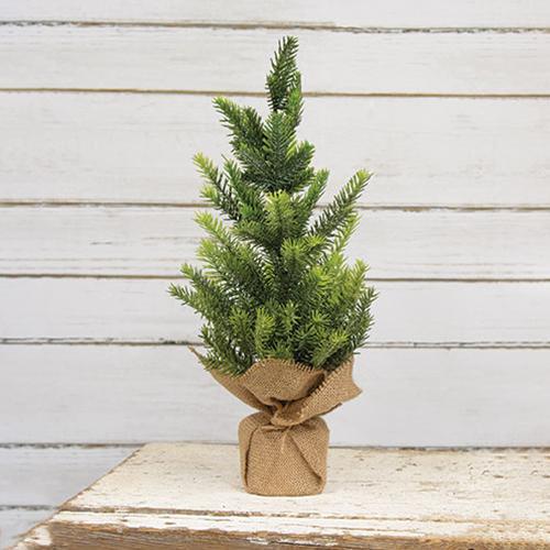 Large Glittered Pine Tree With Burlap Base