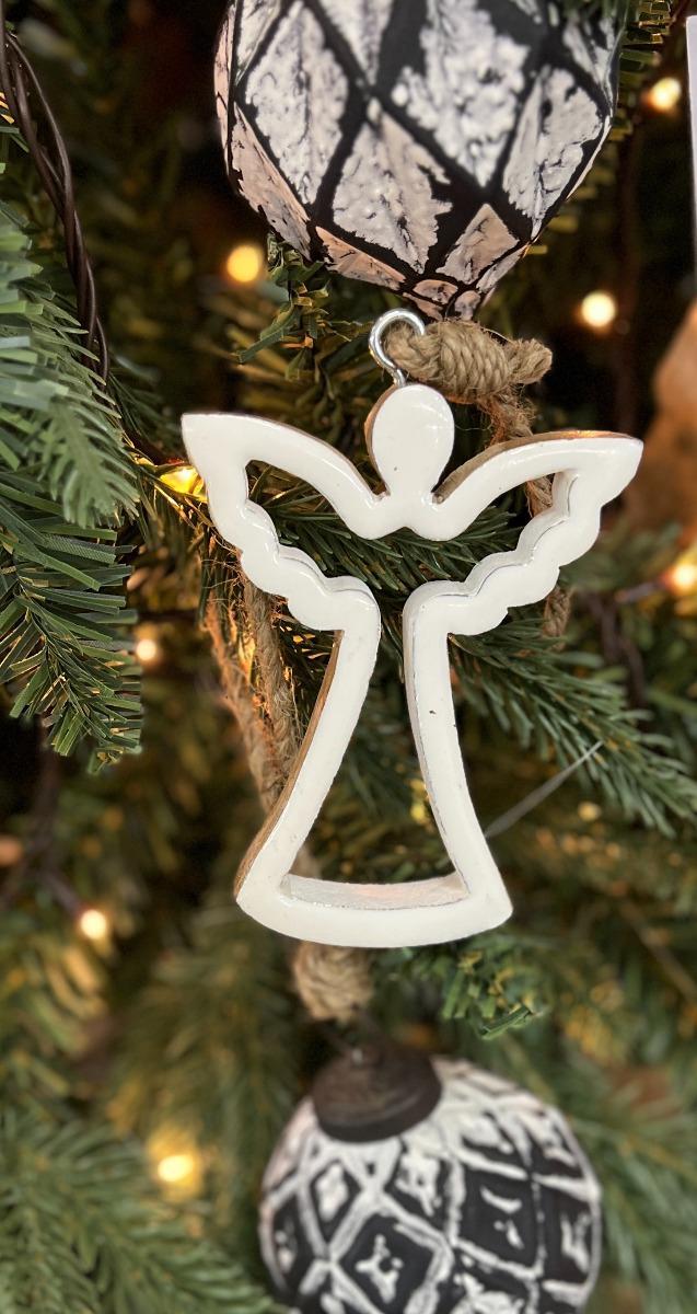 Hollow White Enamel Angel Ornament