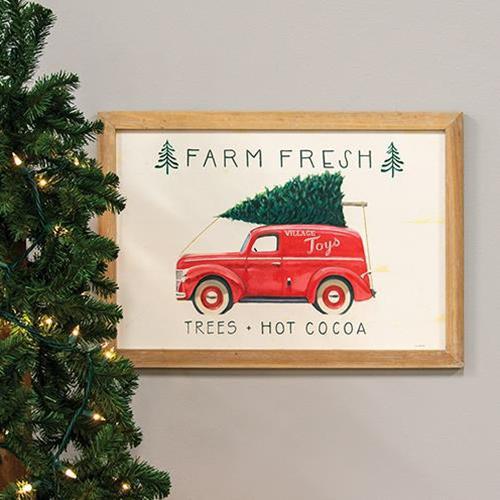 Village Toys Farm Fresh Trees & Hot Cocoa Sign