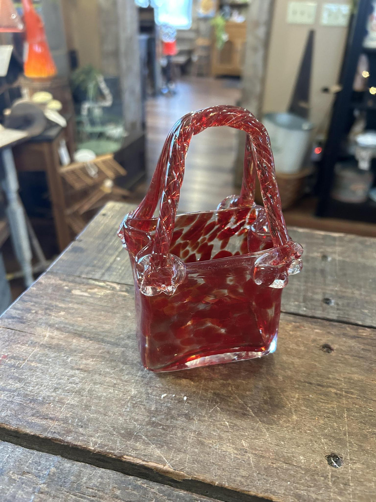 Vintage Murano-style Hand Blown Art Glass Purse Vase