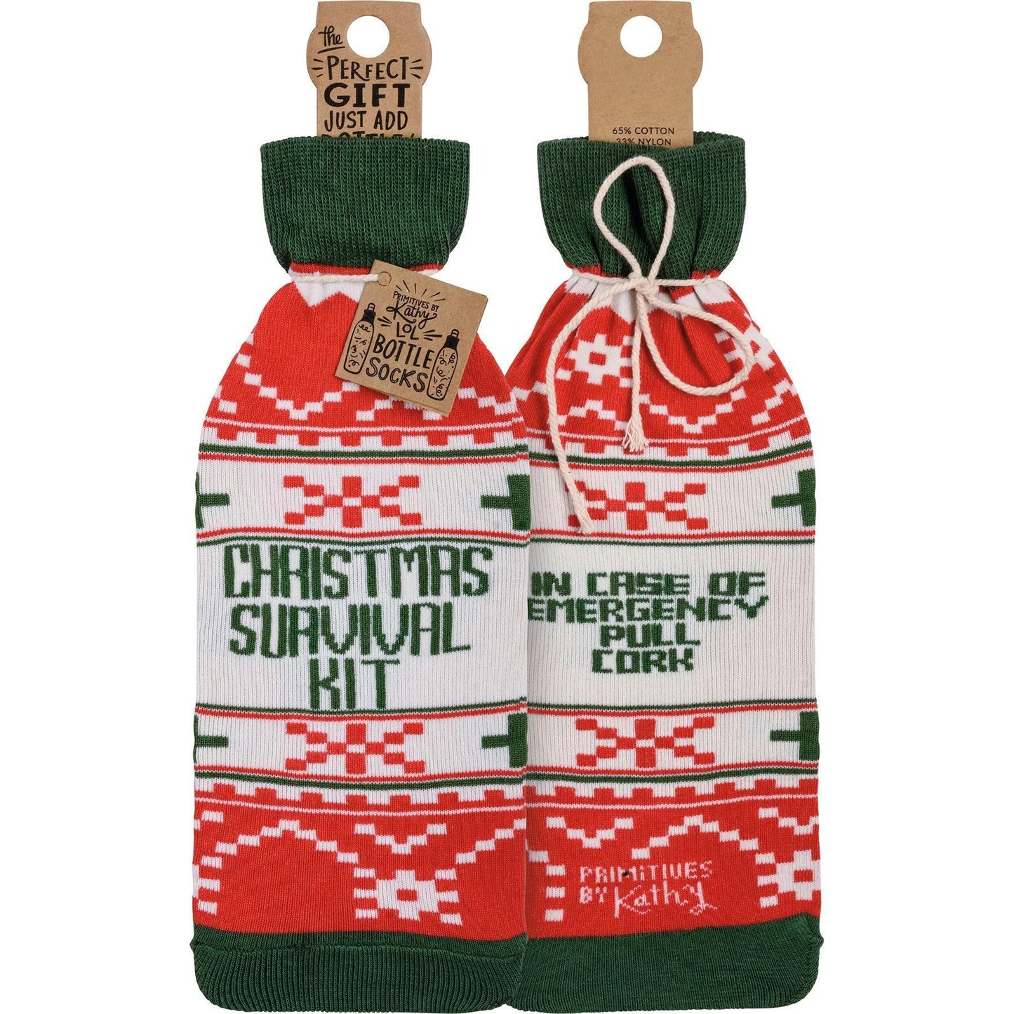 Christmas Survival Kit Wine Bottle Sock
