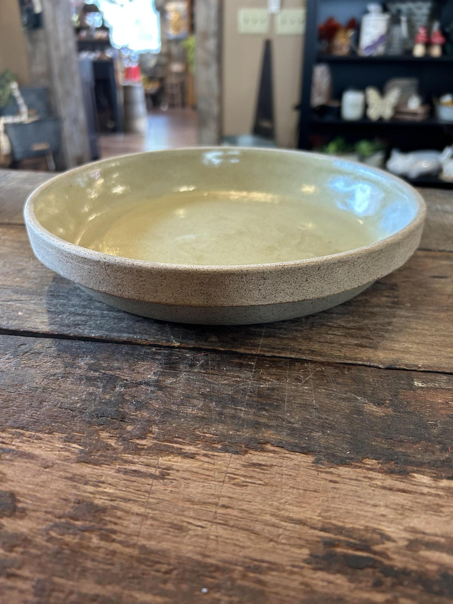 Hand Thrown Two-Tone Stoneware Pottery Pie Plate