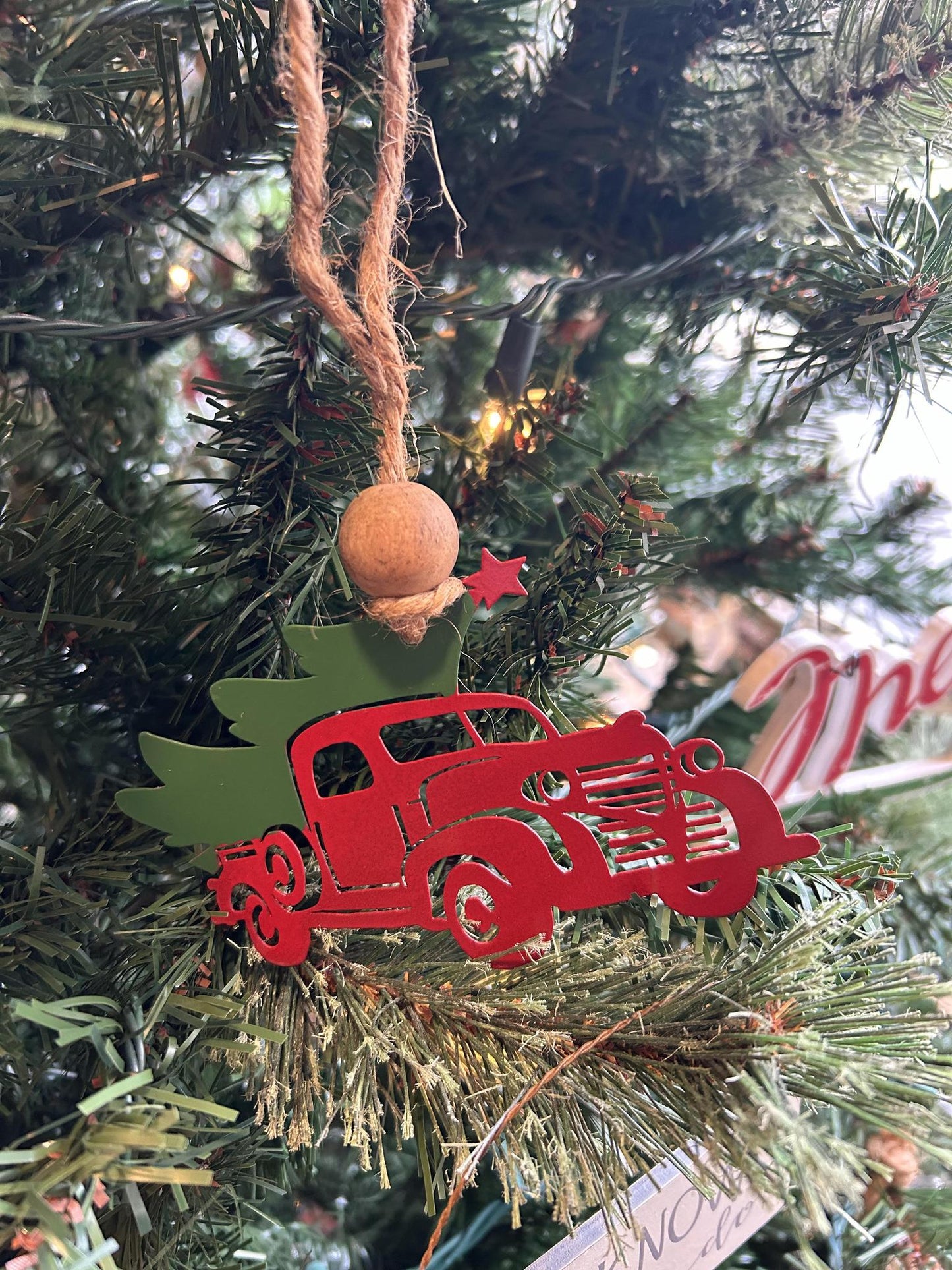 Red Truck Ornament With Tree
