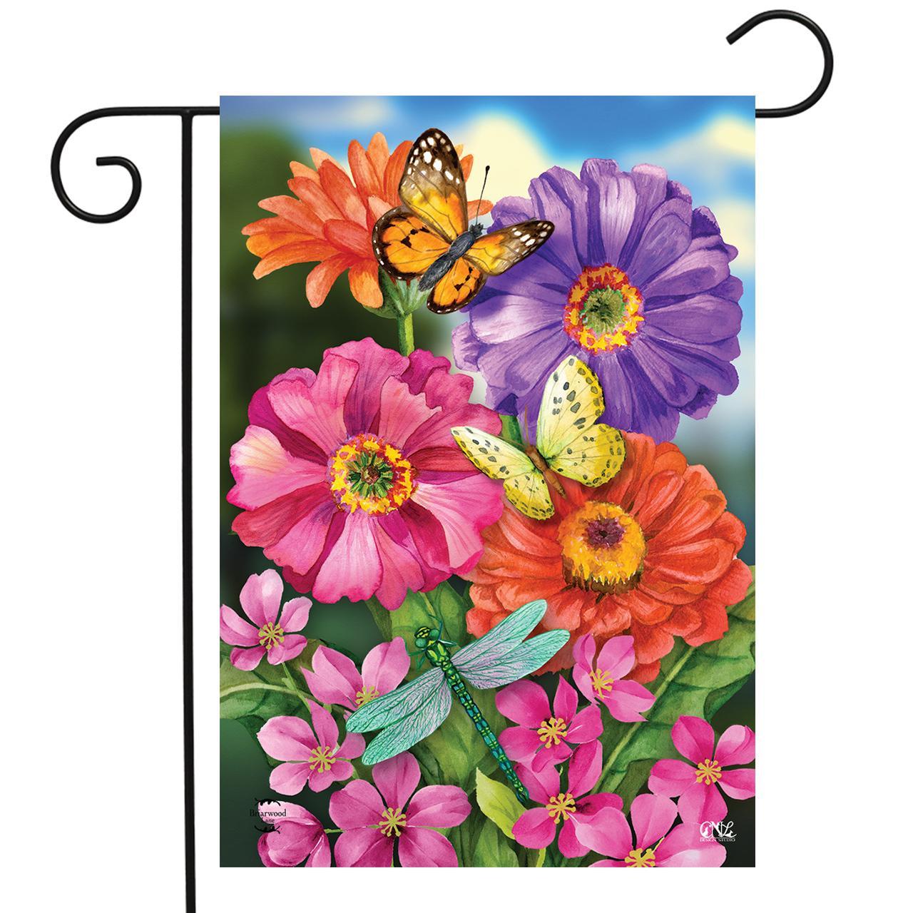 Garden Flag - Zinnias In Bloom