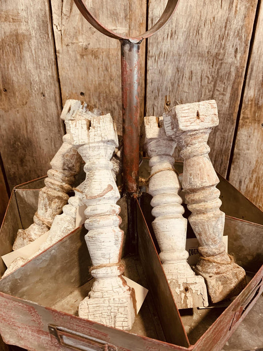 Antique Chippy White Spindles Set of 3