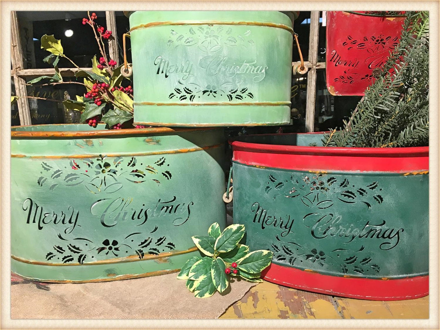 Large Merry Christmas Bucket