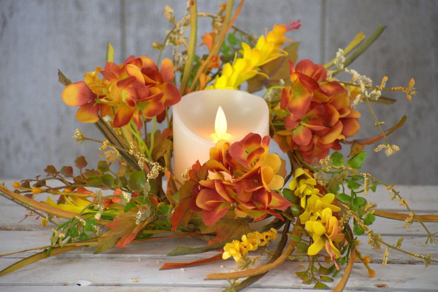 Fall Hydrangea Candle Ring
