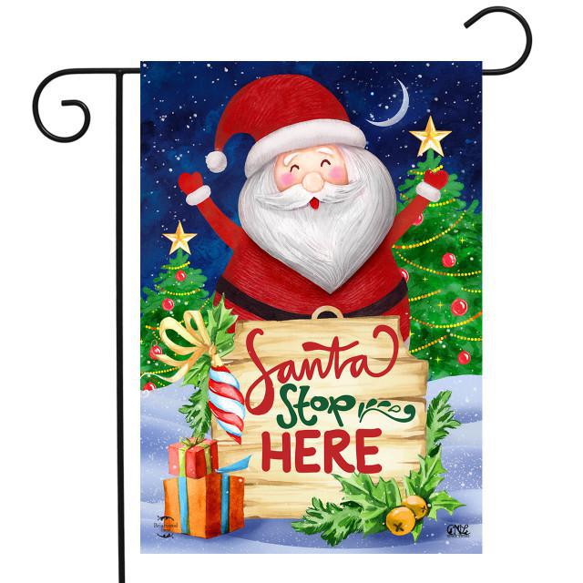 Santa Stop Here Double Sided Garden Flag