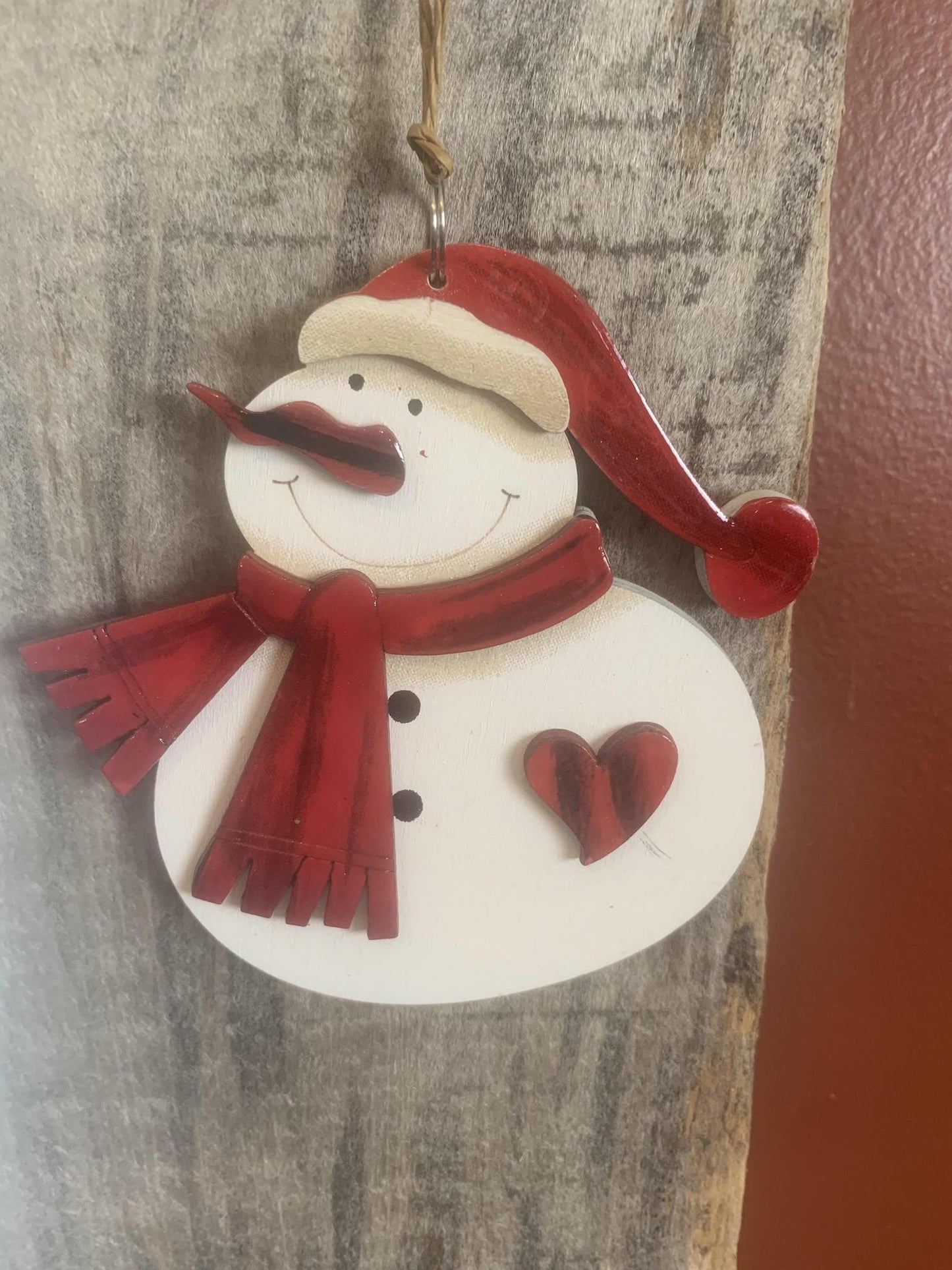 Red Scarf Snowman Ornament