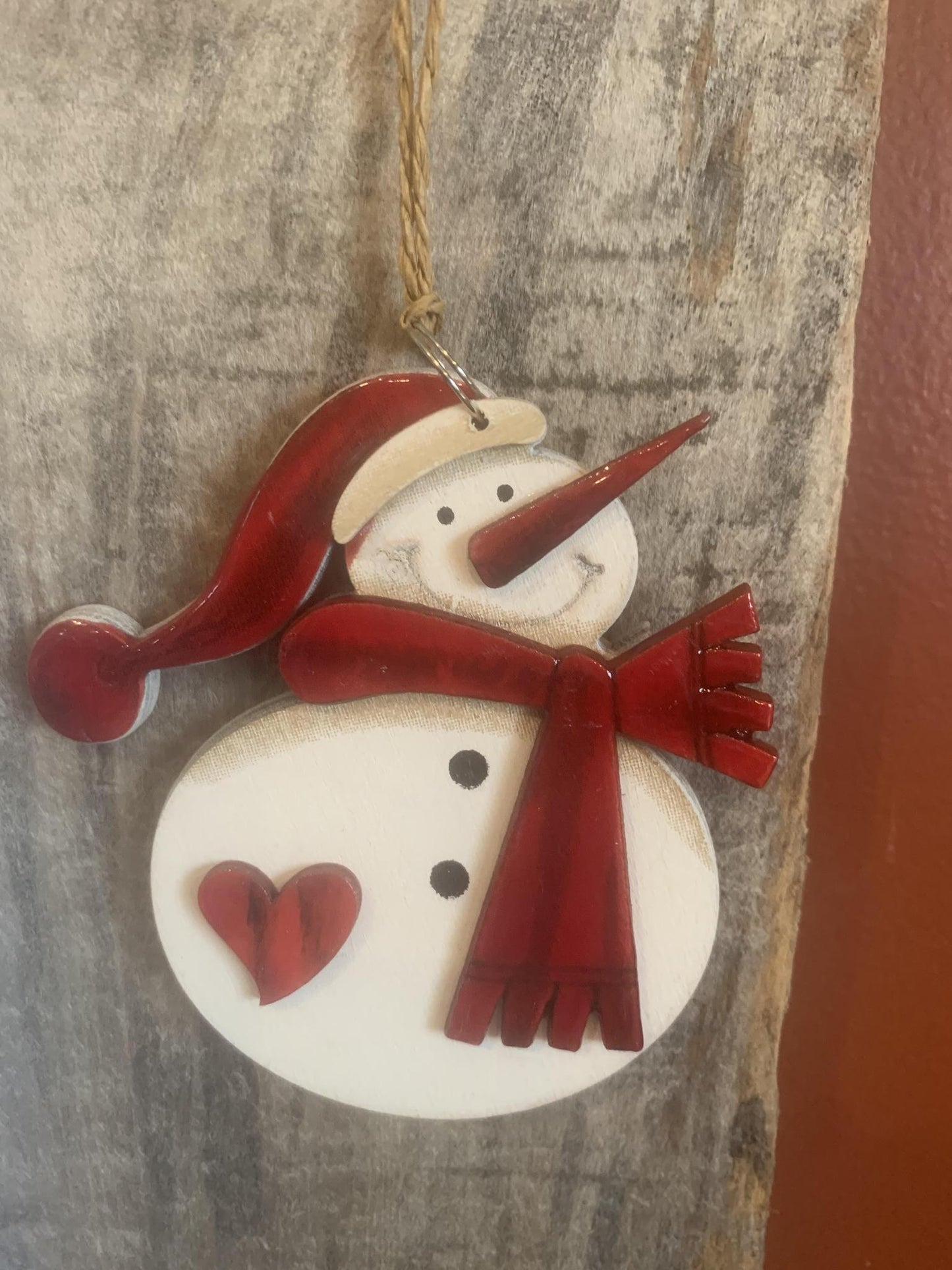 Red Scarf Snowman Ornament