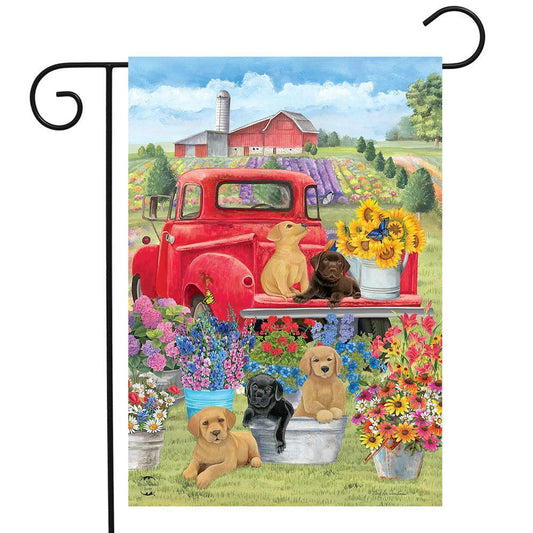 Garden Flag - Spring Day Puppies