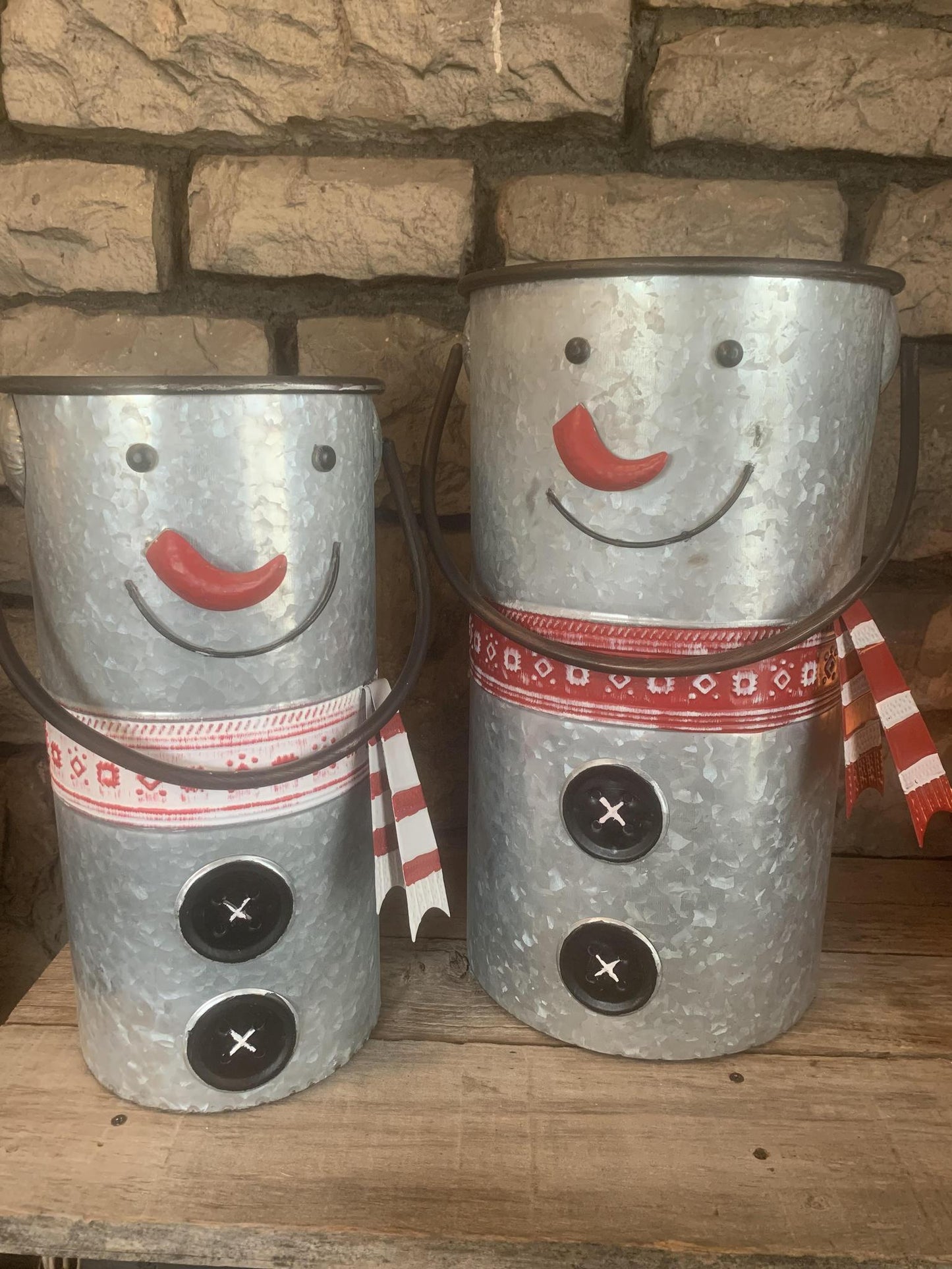 Small Galvanized Snowman Bucket