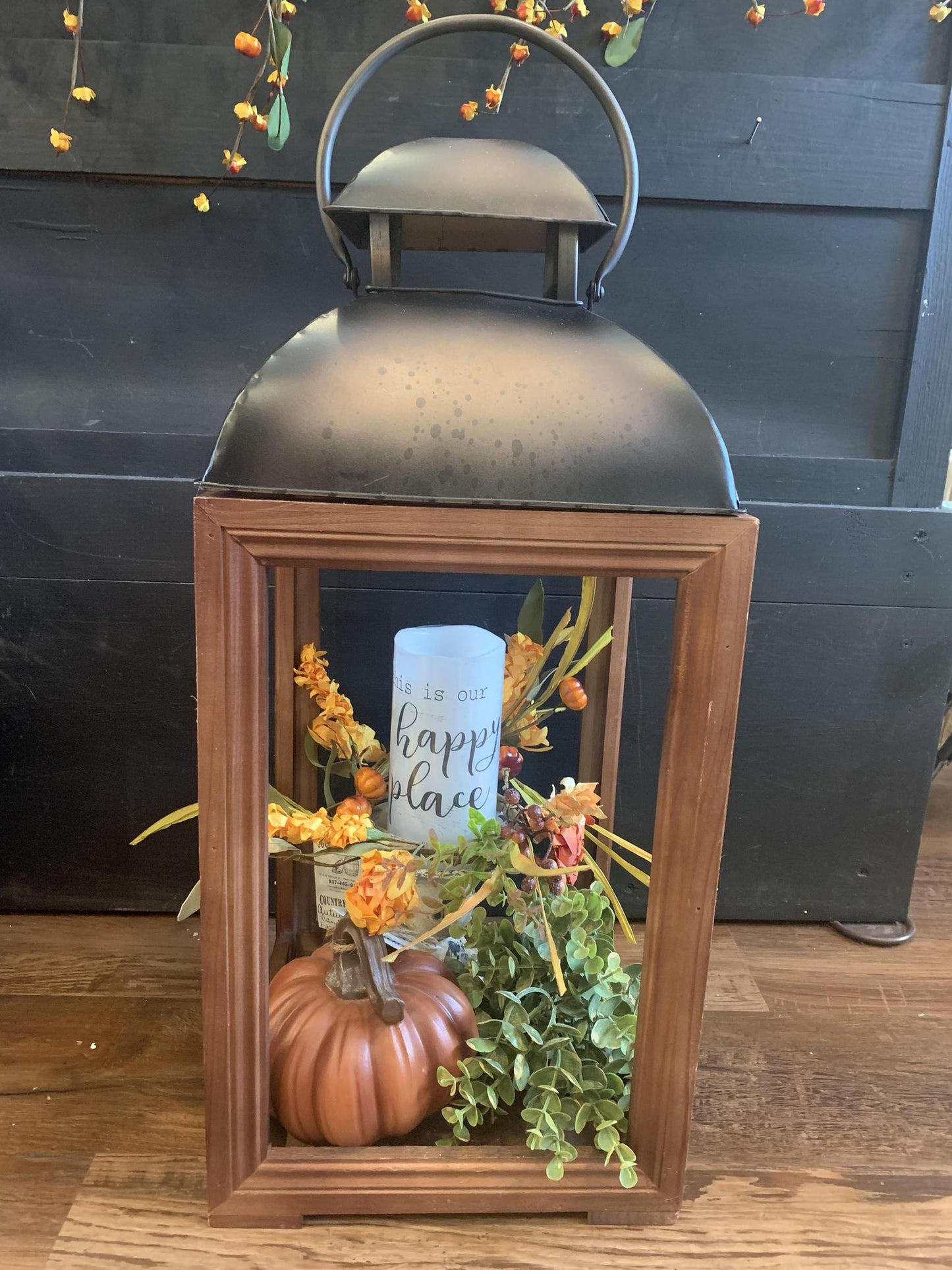 Large Wood & Bronze Lantern