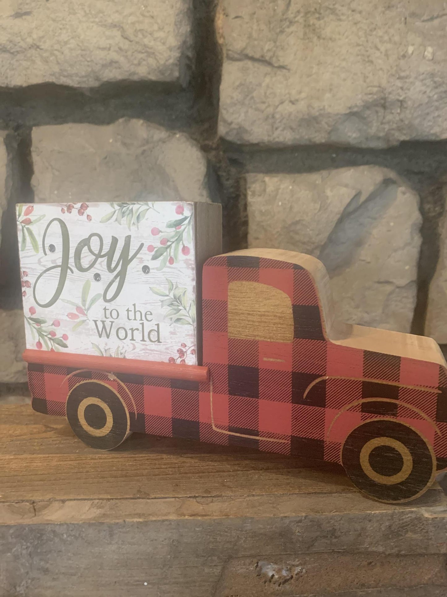 Buffalo Plaid LED Christmas Block Truck