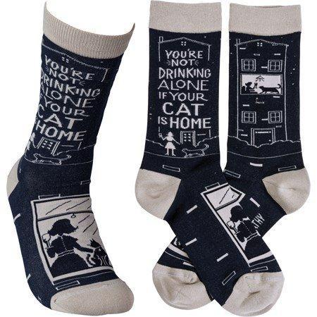 You're Not Drinking Alone If Your Cat Is Home Socks