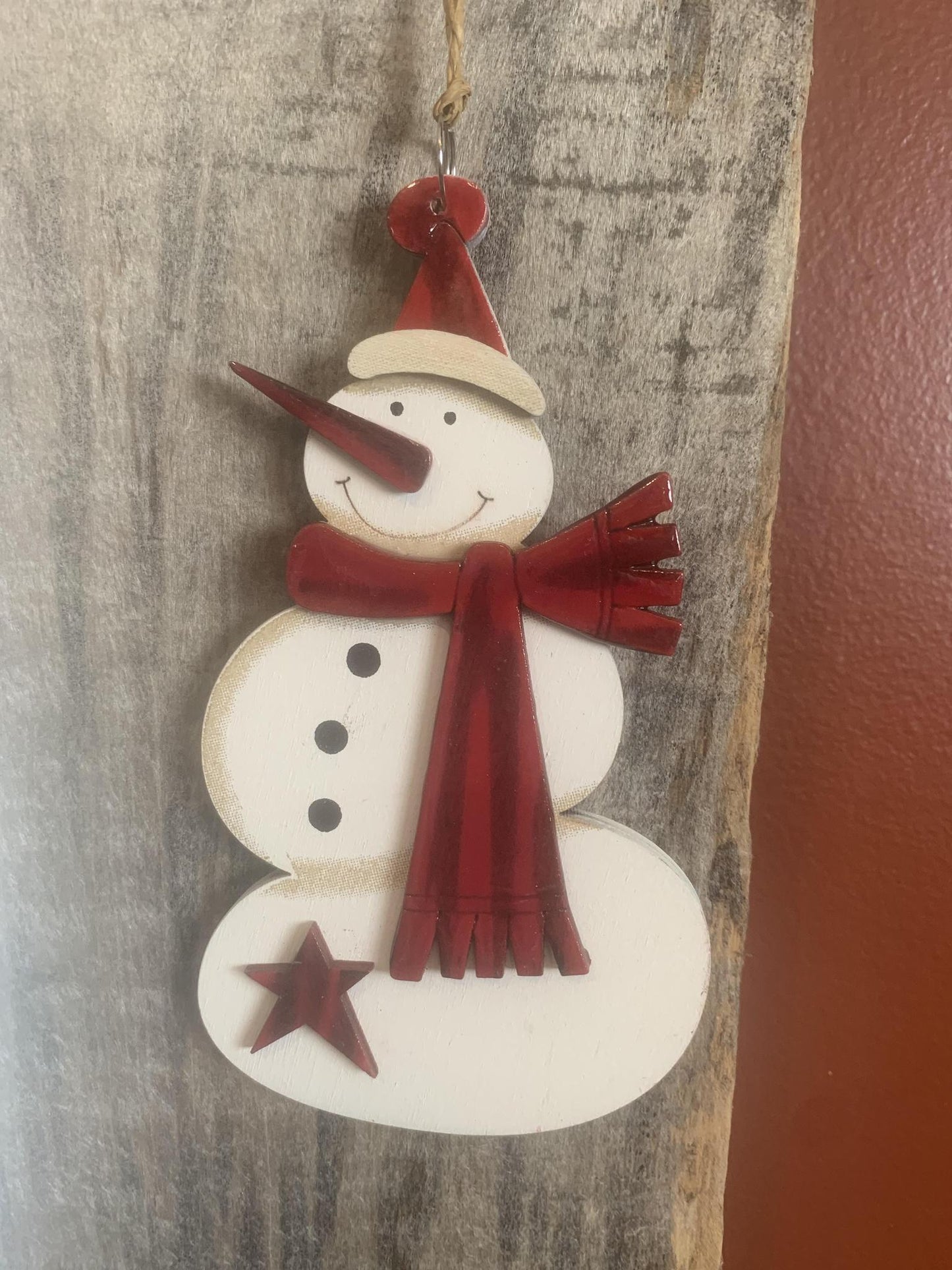 Red Scarf Snowman Ornament