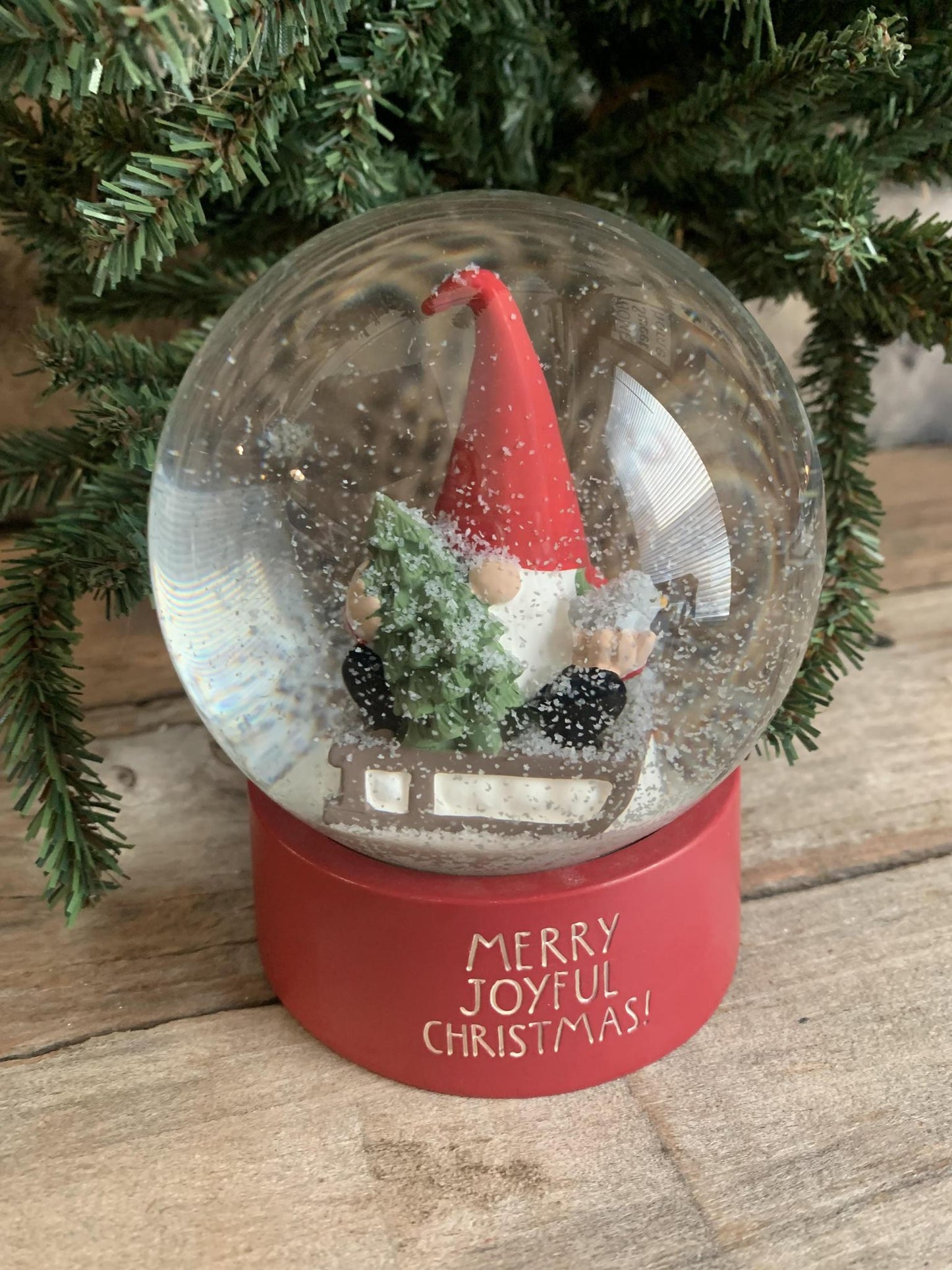 Merry Joyful Christmas Gnome Snow Globe