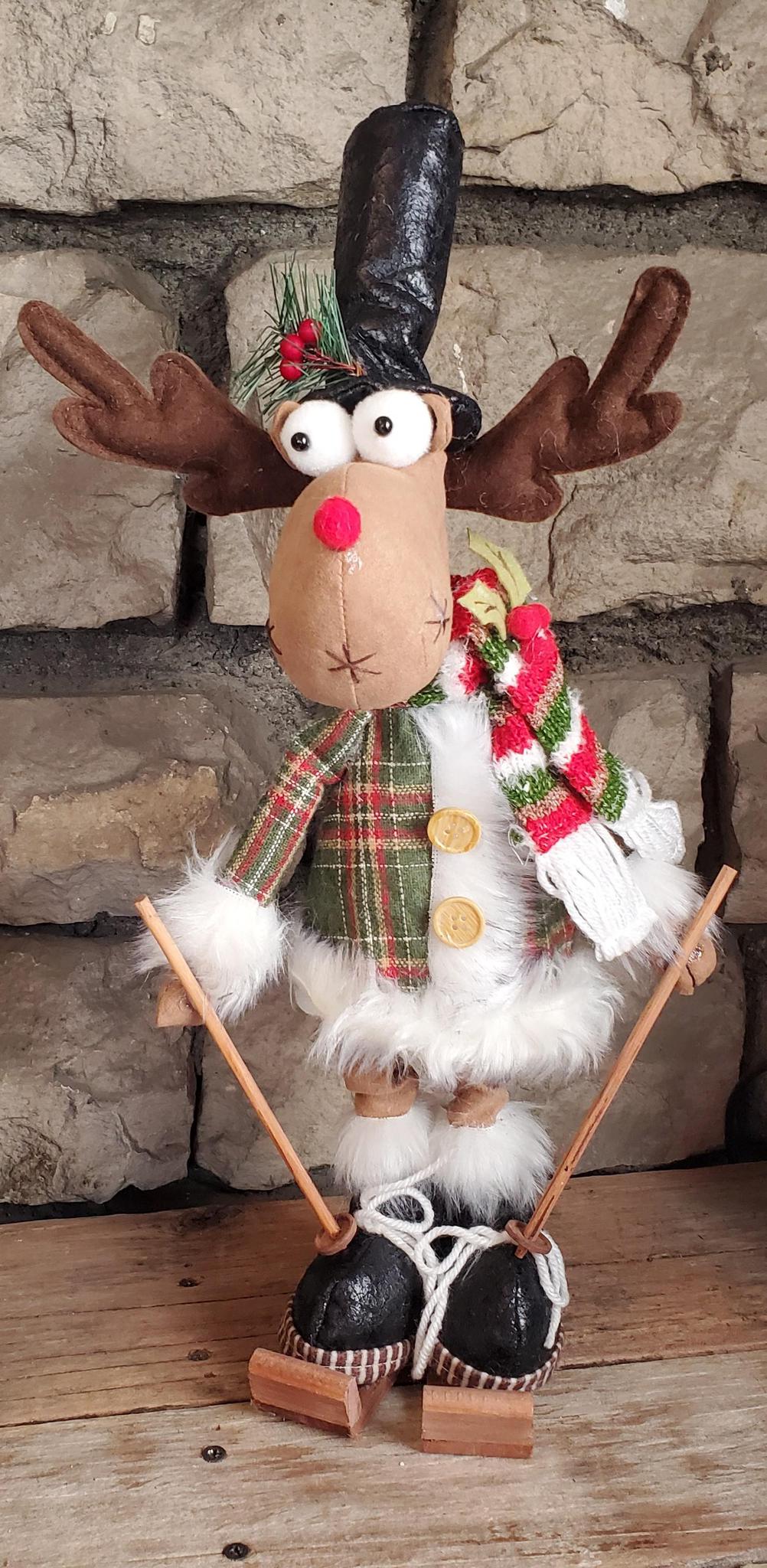 North Pole Bobble Moose Skier