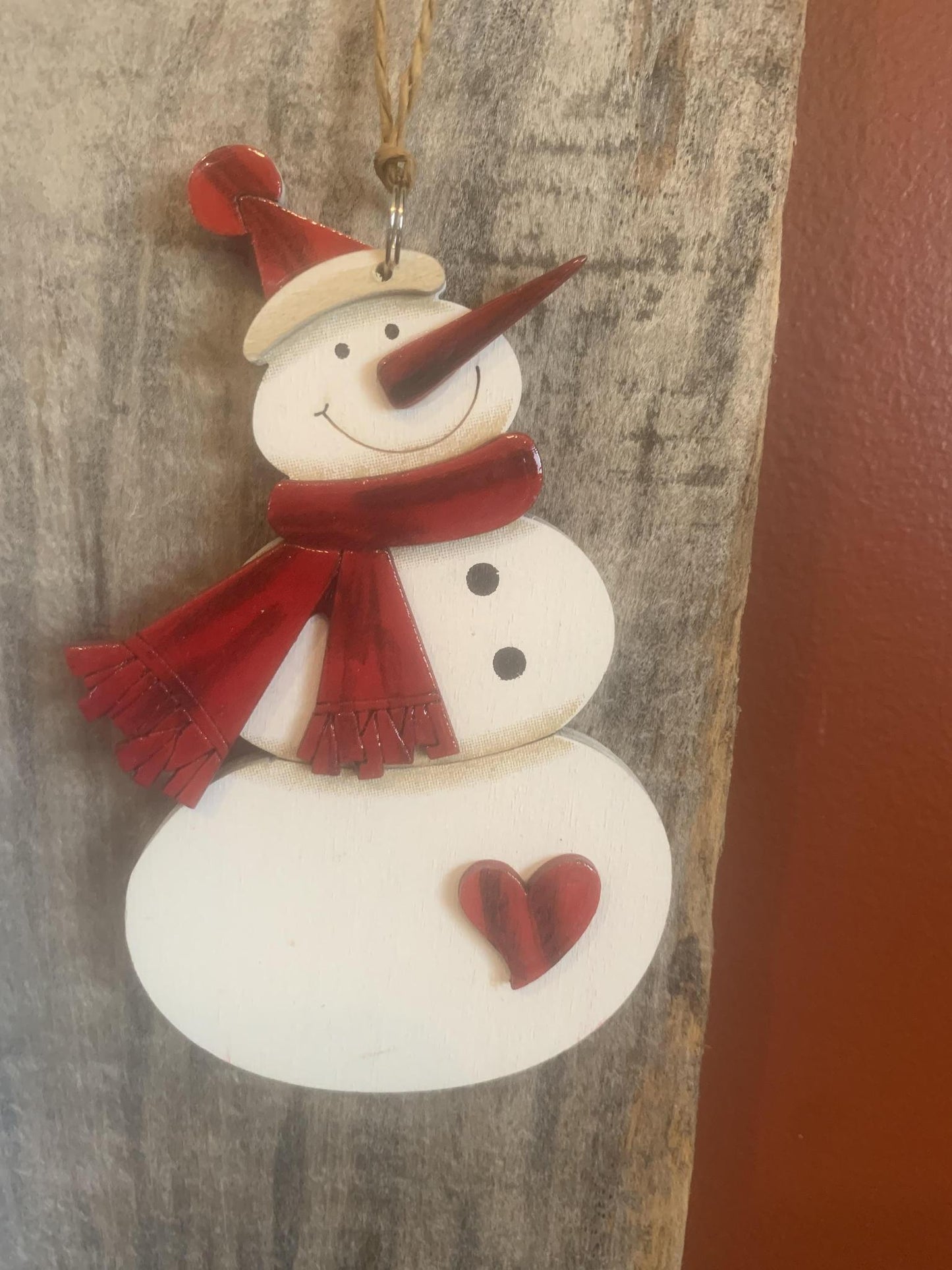 Red Scarf Snowman Ornament