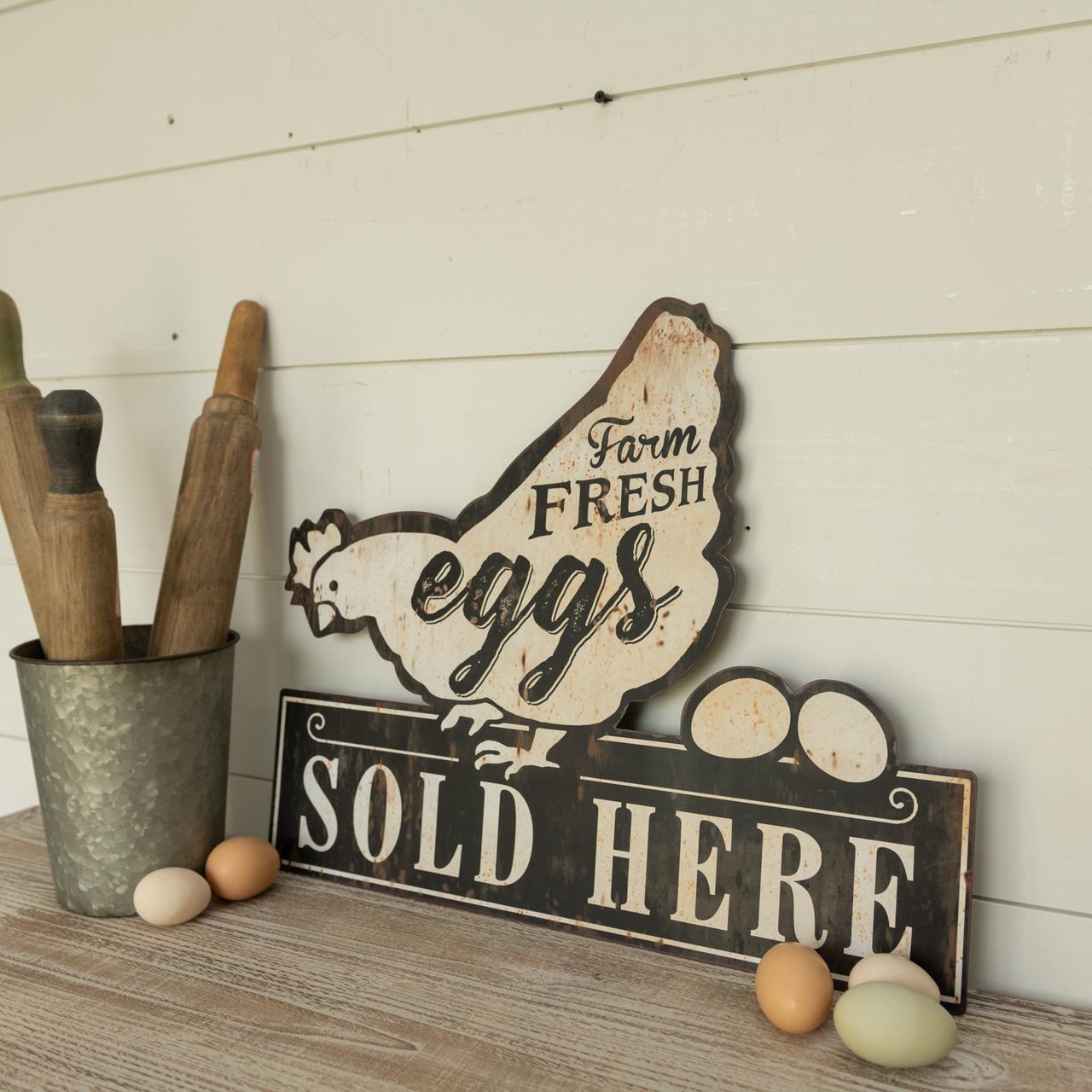 Farm Fresh Eggs Sold Here Metal Sign