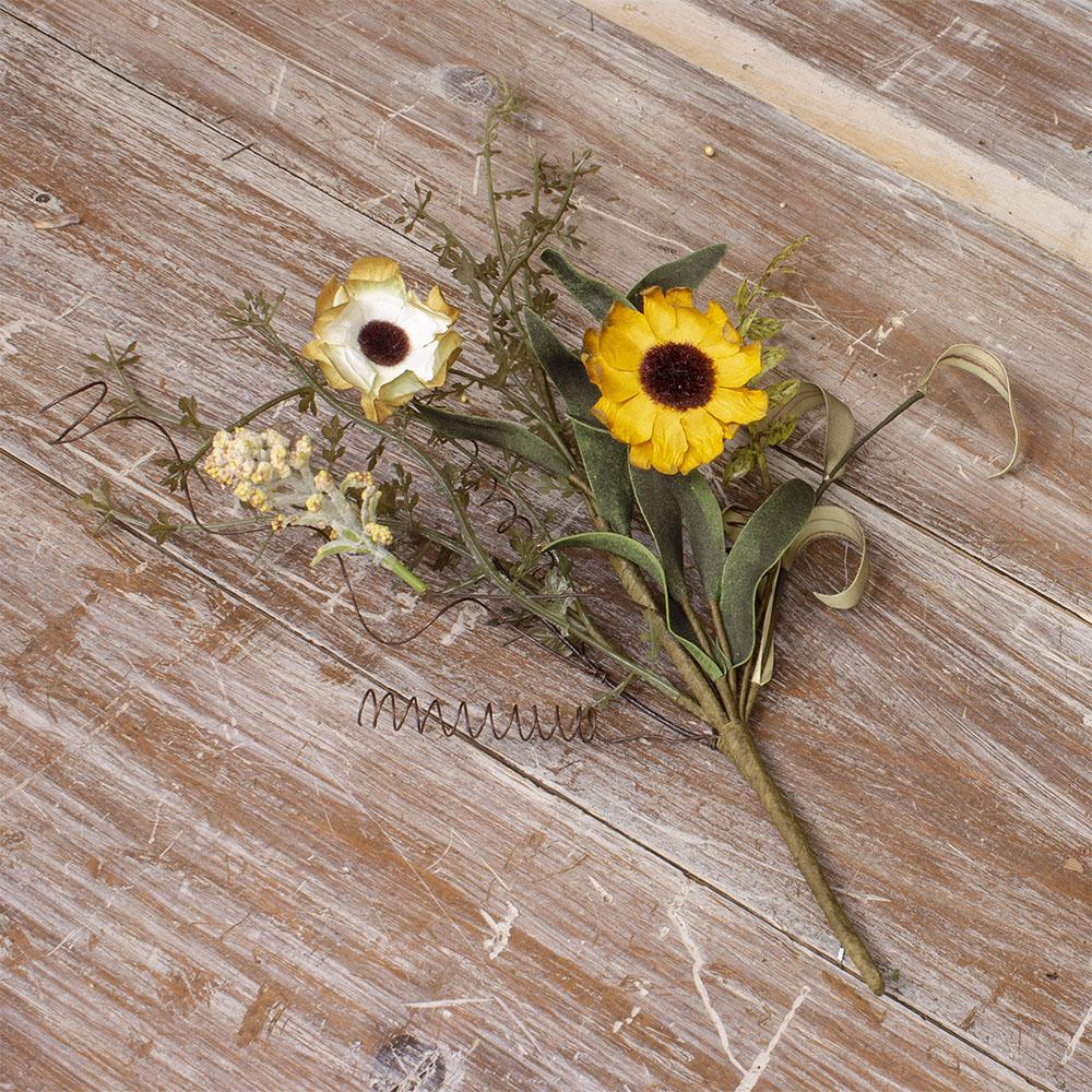 Cream and Yellow Sunflower Pick
