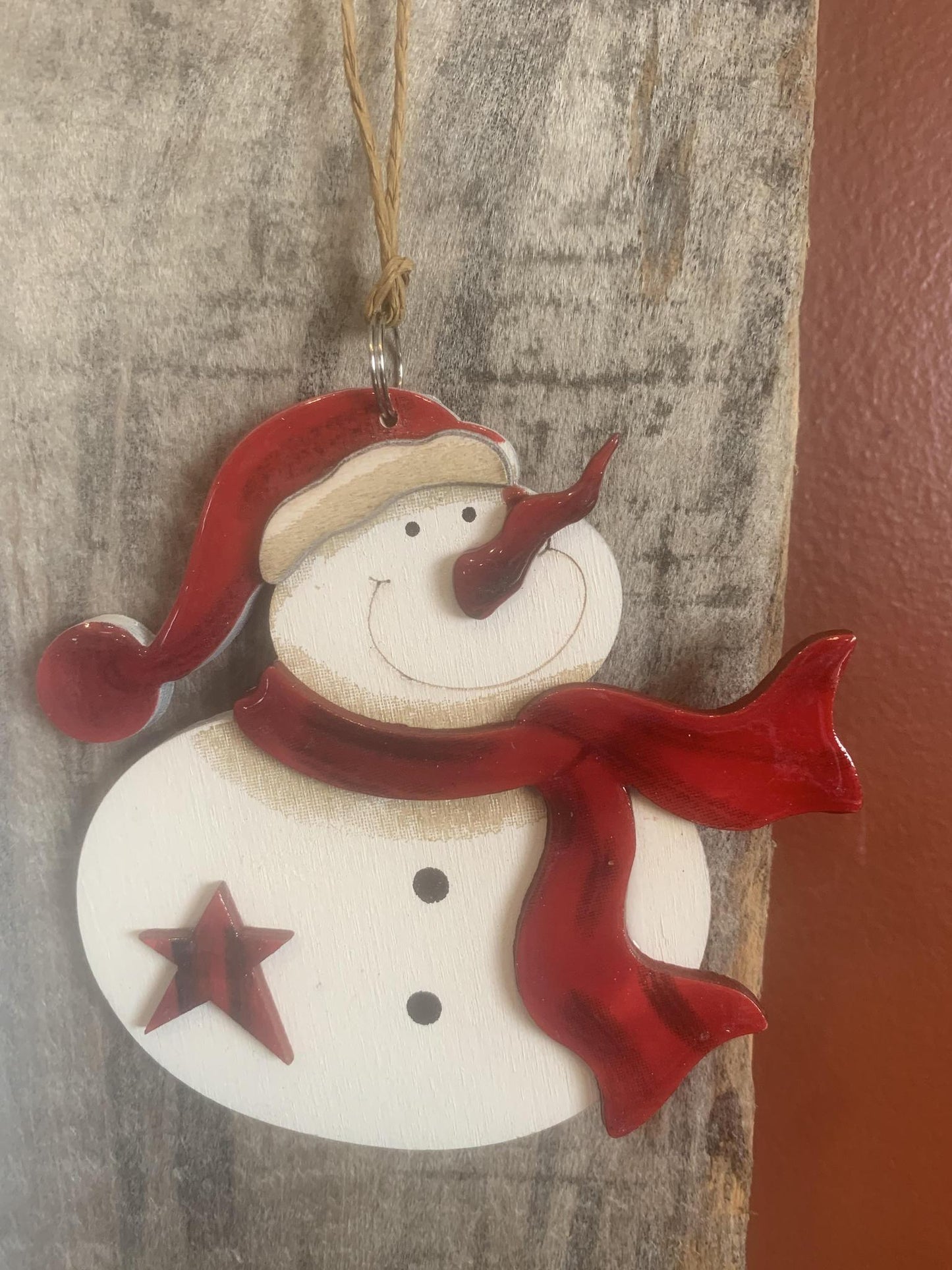 Red Scarf Snowman Ornament