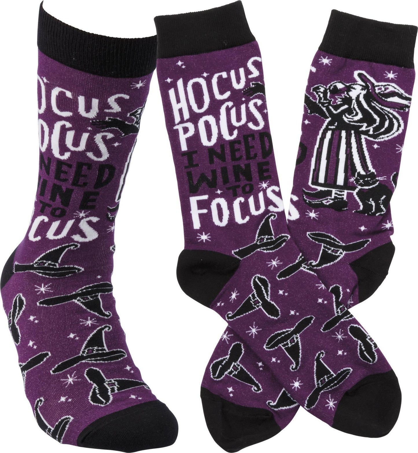 Hocus Pocus I Need Wine To Focus Socks