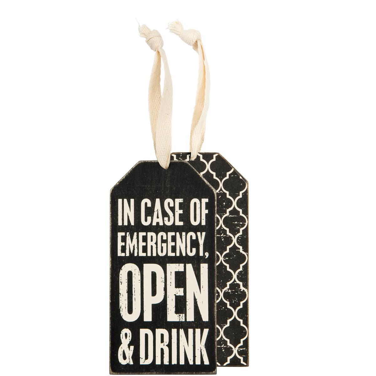 In Case Of Emergency, Open & Drink Bottle Tag