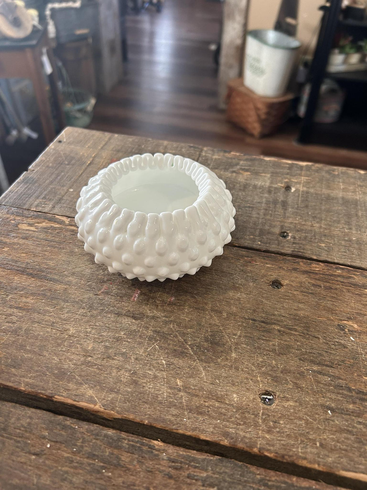 Hobnail Milk Glass Trinket Bowl