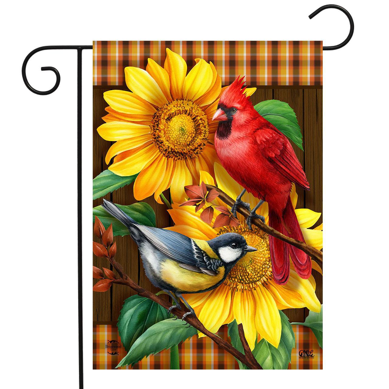 Garden Flag - Fall Birds And Sunflowers