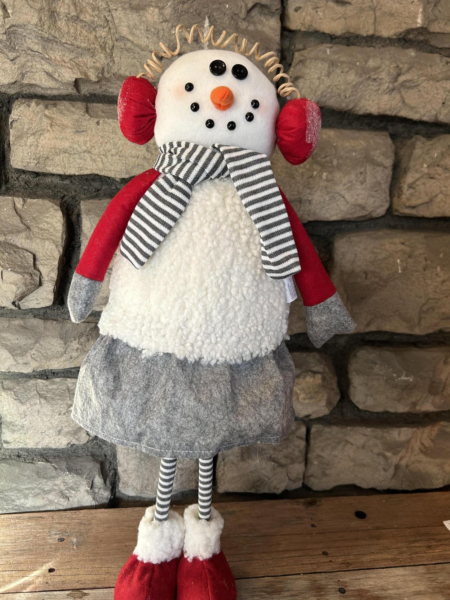 Scarlet and Gray Standing Snow Lady
