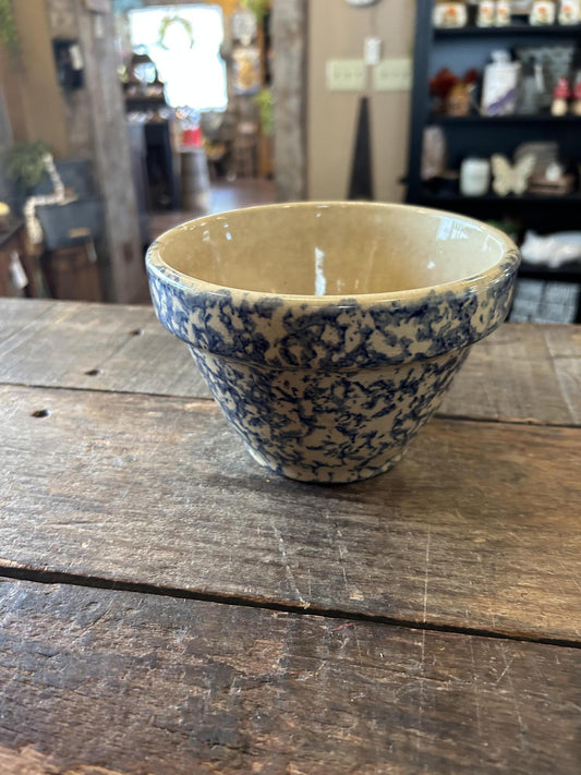 Ransbottom Pottery Company  Blue Spongeware Mixing Bowl