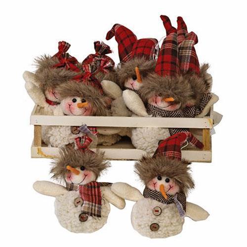 Plaid Stocking Hat Snowman Ornament