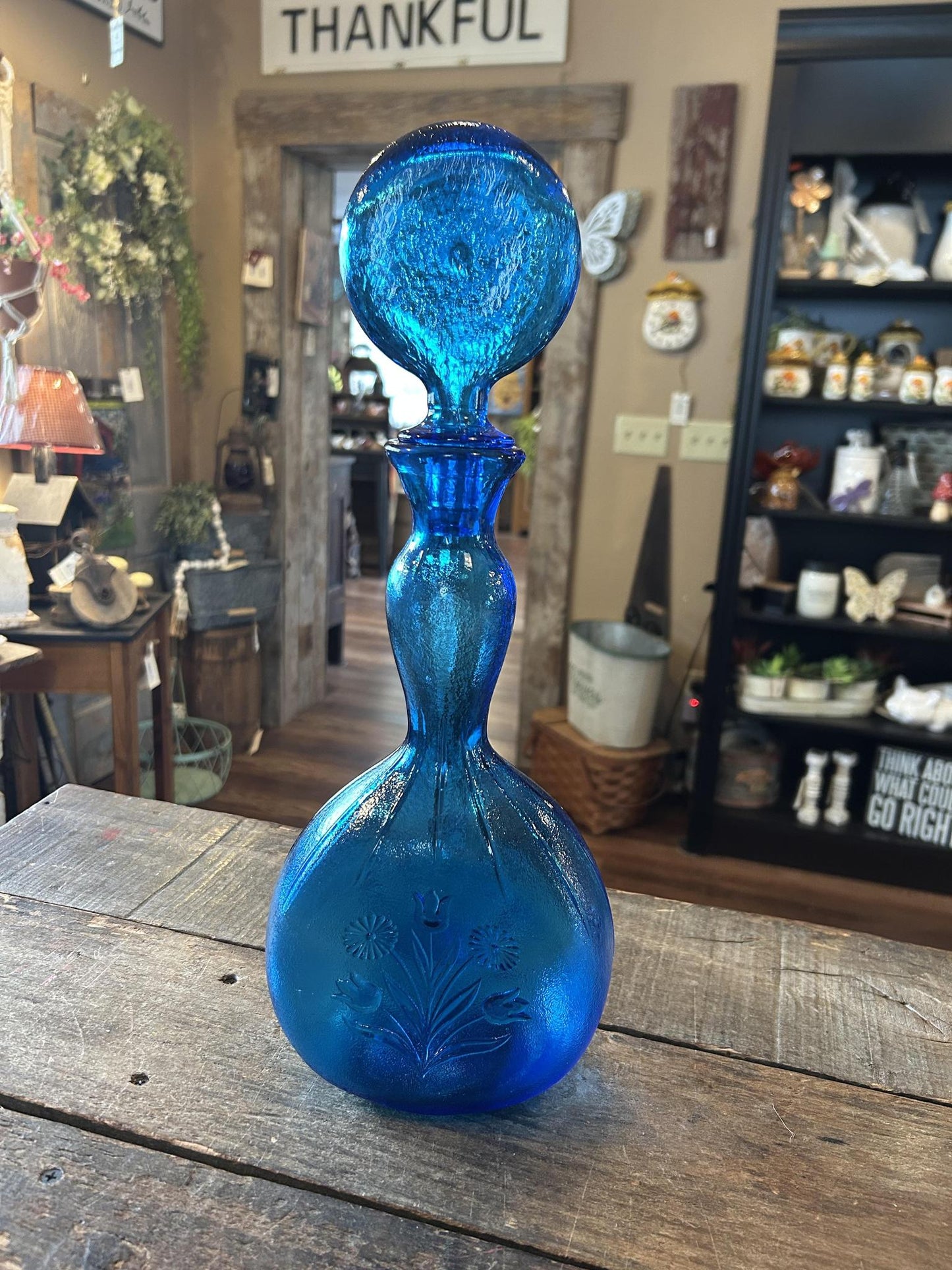 Vintage 1960's Empoli Italian Art Glass "Lollipop" Decanter