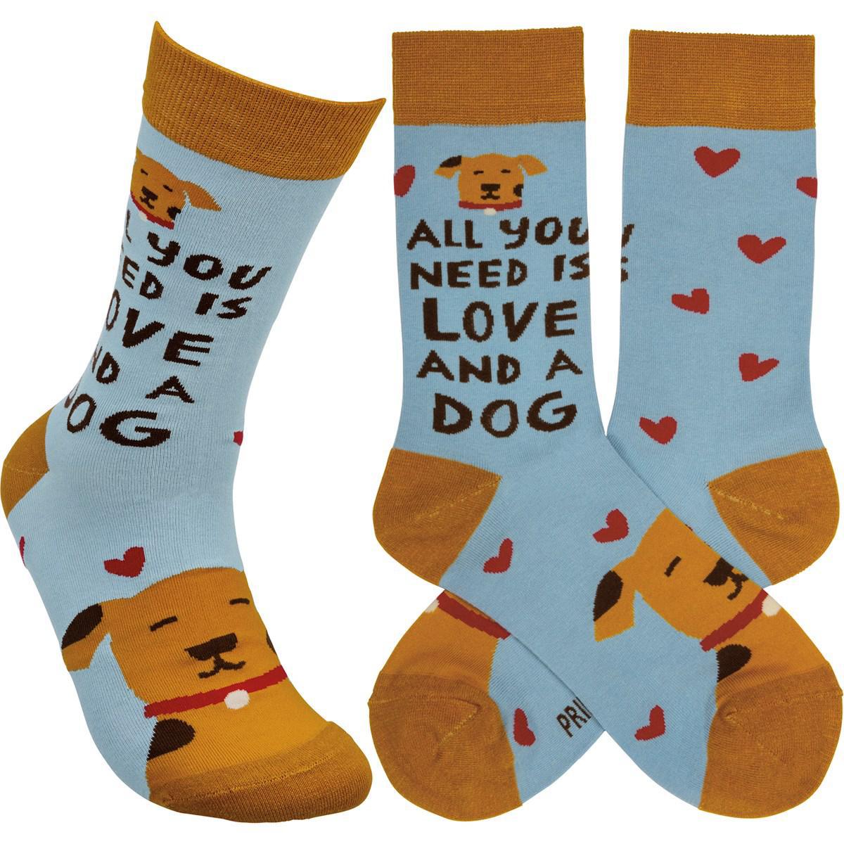 All You Need Is Love And A Dog Socks (blue)