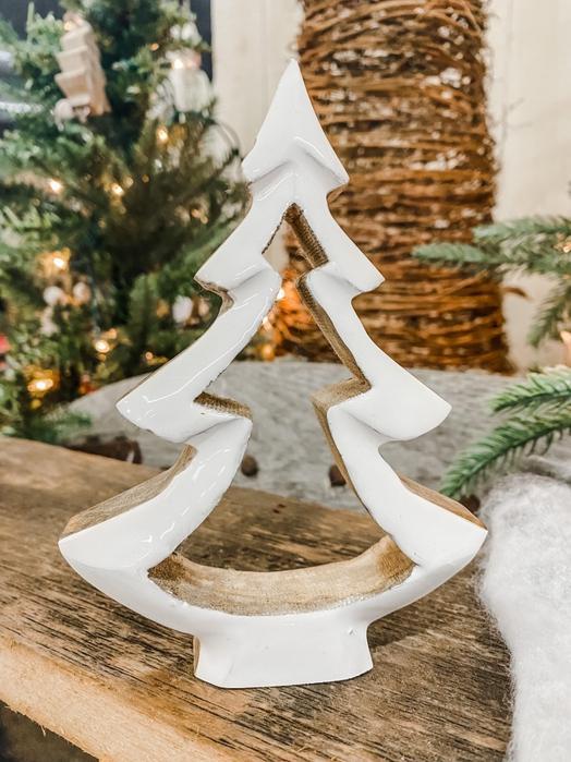 Medium Wooden White Enamel Tree