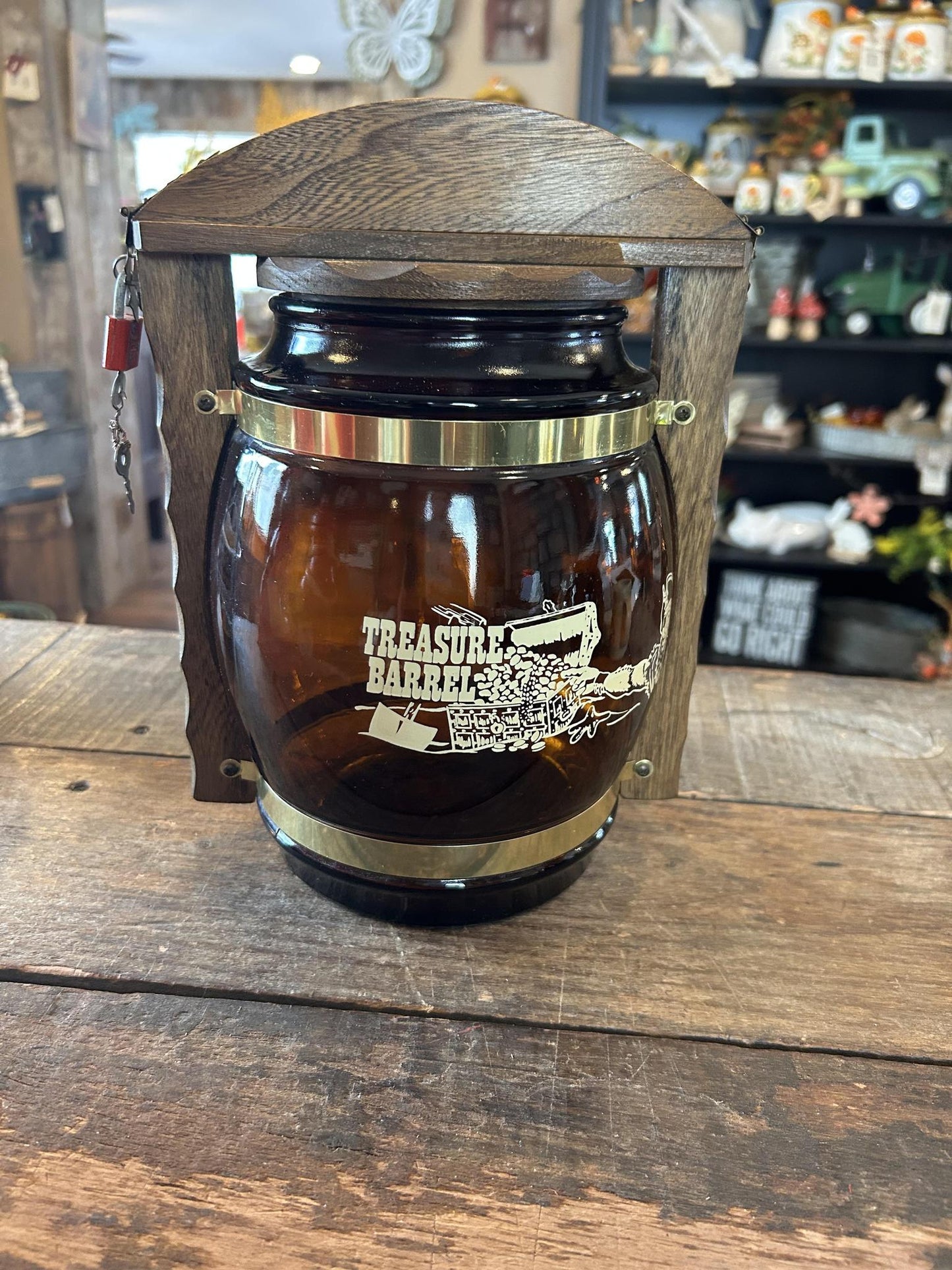 Vintage Treasure Barrell Coin Bank