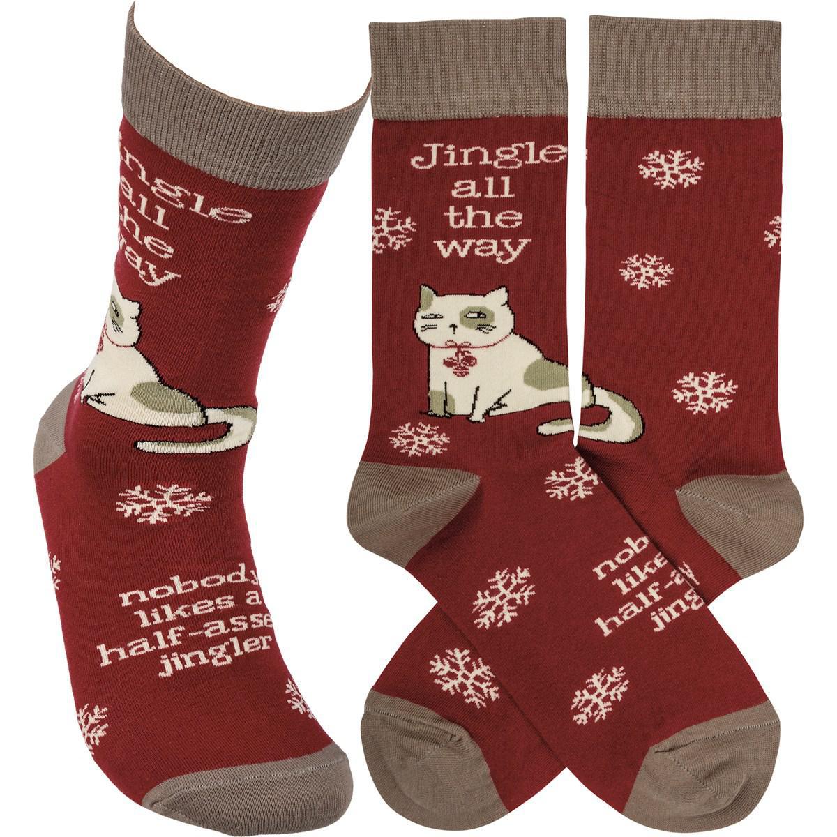 Jingle All The Way No One Likes A Half-Assed Jingler Cat Socks