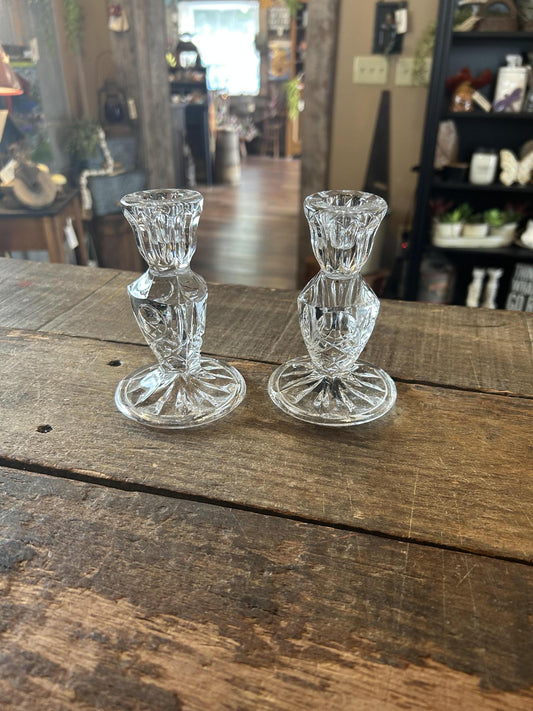 American Cut Crystal Candlestick Holders Set of 2