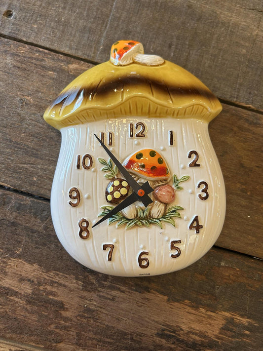 Vintage Merry Mushroom Wall Clock