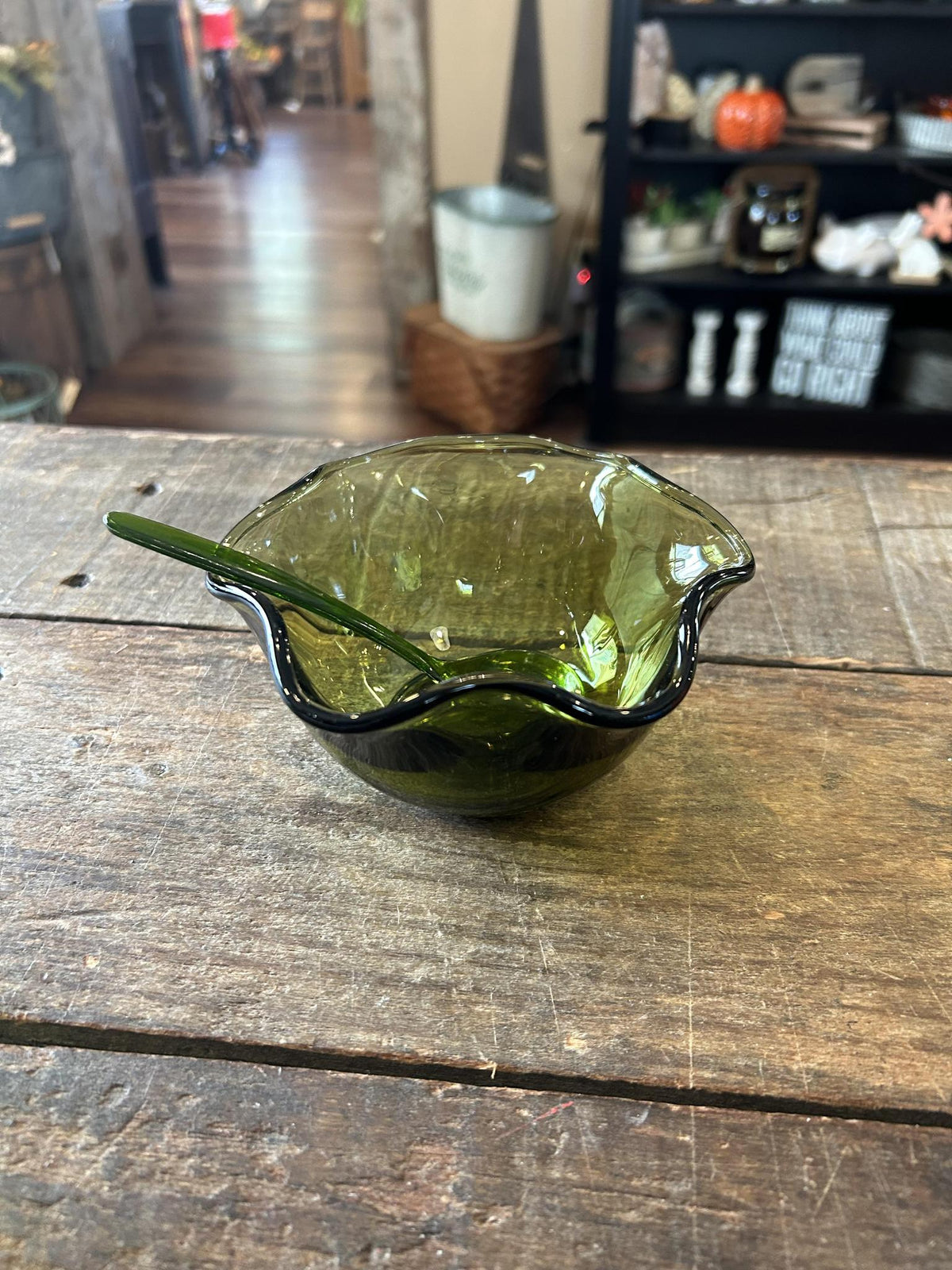Vintage Avocado Green Dip Bowl