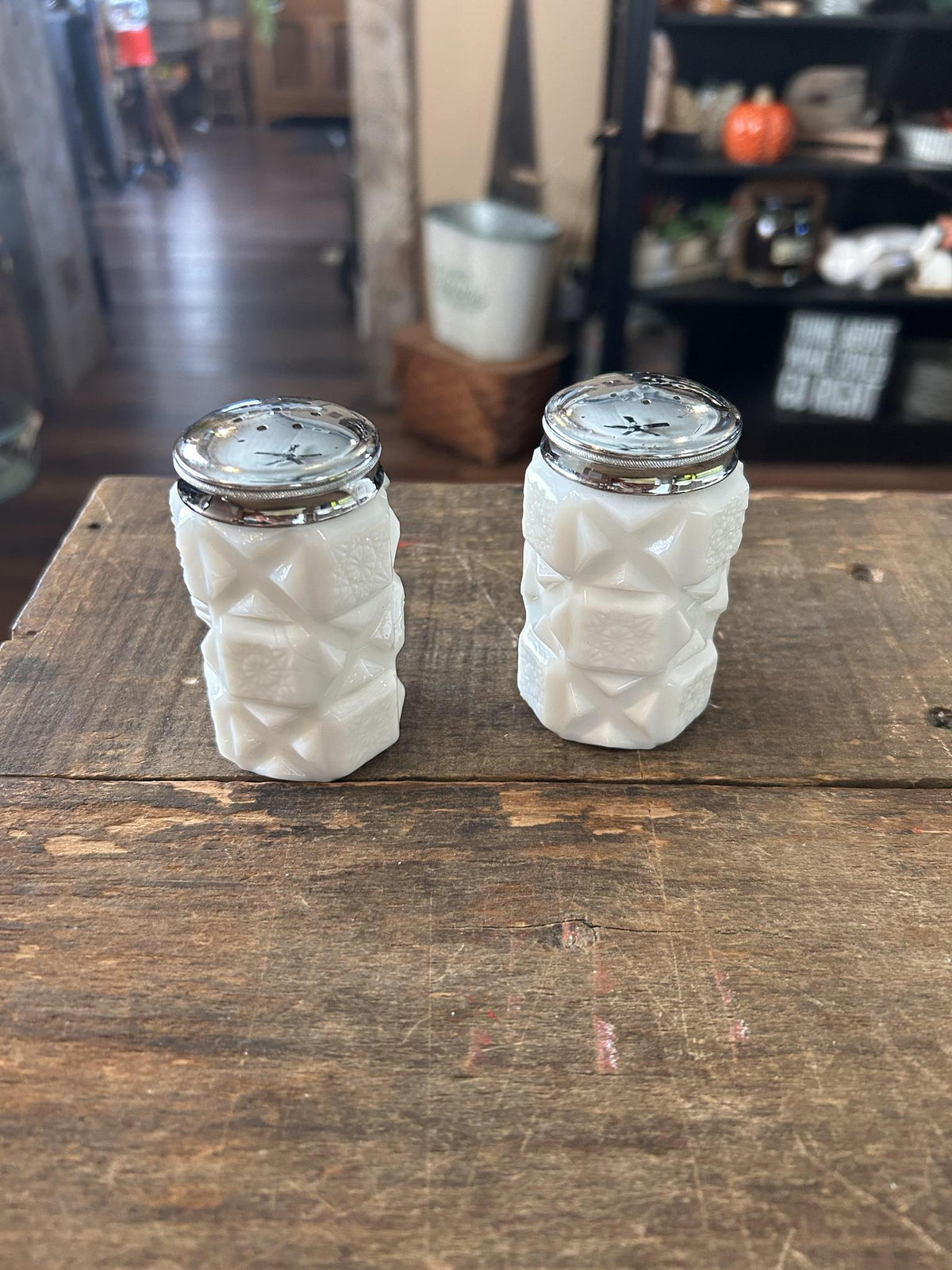 Westmoreland Glass Company Old Quilt Salt & Pepper Shakers