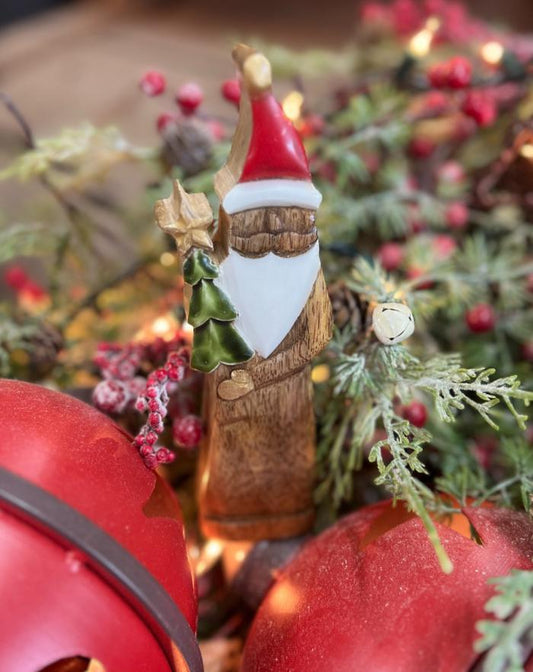 Wooden Santa With Tree