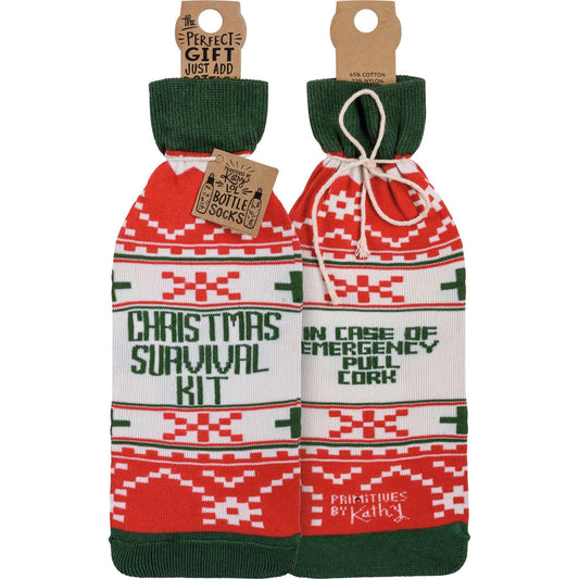 Christmas Survival Kit Wine Bottle Sock